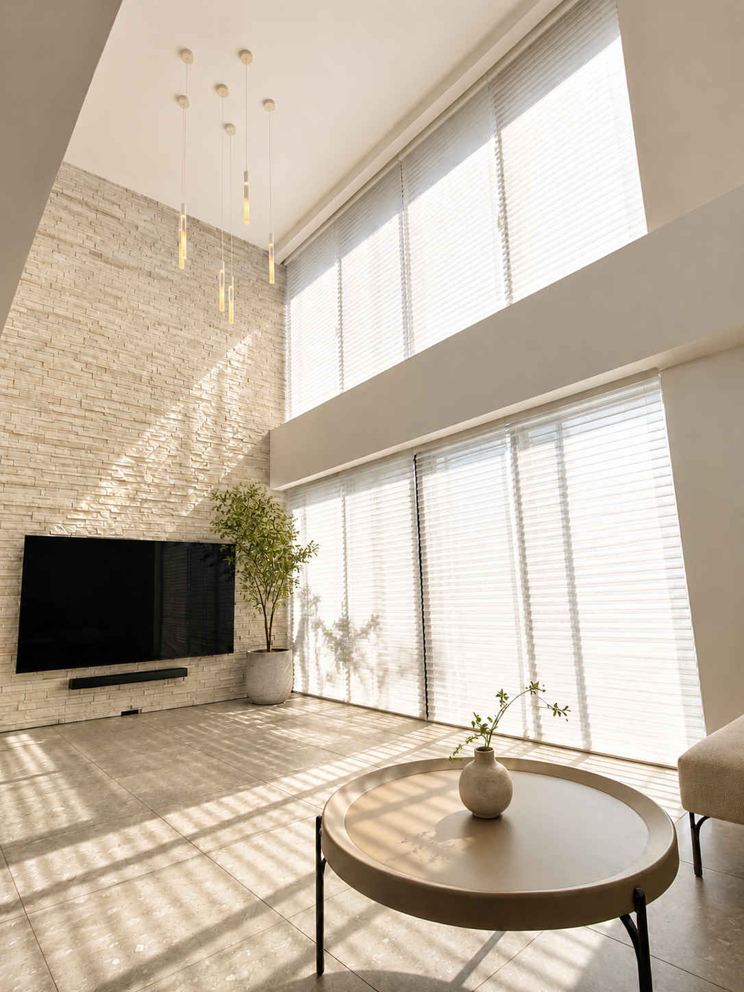 Residential Space with Open Ceiling Living Room
